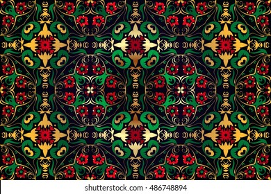 background abstract floral symmetrical pattern colorful folklore