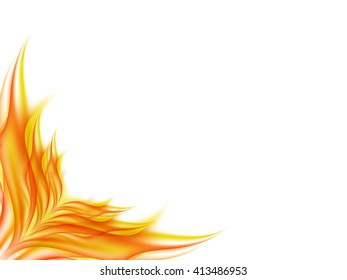 Background with abstract flower in red and yellow tones in the lower corner of the image, the clearance angle of the picture in lines of red and yellow tones, vector illustration