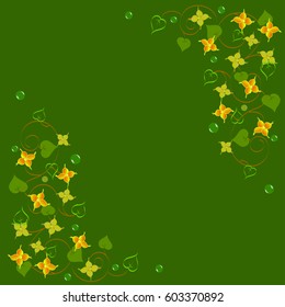 background of abstract flowers and leaves, calligraphy