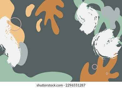 Vector de arte de la pared folicular abstracto de fondo. Hojas, formas orgánicas, coloridas, ramas de hojas, jungla en estilo de arte lineal. Diseño de la colección de decoración de paredes botánicas para interiores, afiche, cubierta,