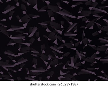 Plano de fundo com padrão vetorial de fibra de carbono forjado abstrato com fragmentos roxo escuro e preto organizados aleatoriamente, criando uma textura moderna e futurista.