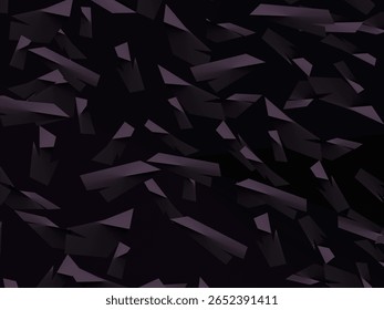 Plano de fundo com padrão vetorial de fibra de carbono forjado abstrato com fragmentos roxo escuro e preto organizados aleatoriamente, criando uma textura moderna e futurista.