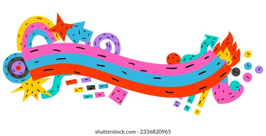 Background with abstract funny shapes. Cartoon cute trendy creative image.