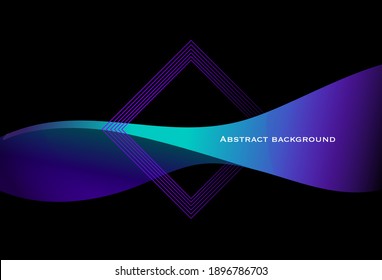 Background With Abstract Geometric Helix. Dark Background With Bright Form, Template For Banner, Cover, Leaflet, Landing Page. Linear Wave. 3d Swirl