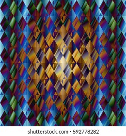 Background abstract geometric. Rainbow texture with rhombus. Print on textile.  Vector illustration glitch.