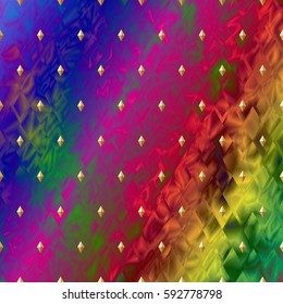 Background abstract geometric. Rainbow texture with rhombus. Print on textile.  Vector illustration glitch. Mardi Gras background.
