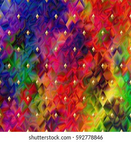 Background abstract geometric. Rainbow texture with rhombus. Print on textile.  Vector illustration glitch. Mardi Gras background.