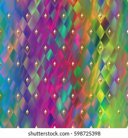 Background abstract geometric. Rainbow texture with rhombus. Print on textile.  Vector illustration glitch. Mardi Gras background.