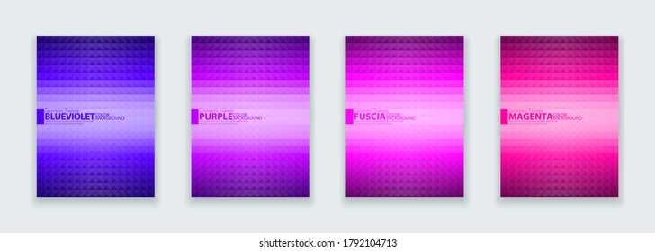 Conjunto de pirámide de forma geométrica abstracta de fondo. Diseño de tono de color púrpura afiche. Ilustración vectorial.