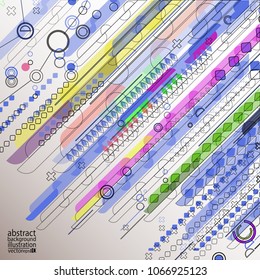 Background abstract geometric from the stripes circles lines shapes and ovals multicolored vector