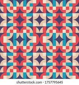 Estilo geométrico abstracto de fondo. Diseño de patrones impecable. Un contexto de tendencia de boho exótico. Ilustración vectorial. 