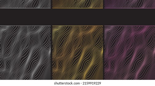 Hintergrund mit abstraktem, goldfarbenem und silberfarbigem Vektorwellenlinienmuster - Design-Elementgrafik