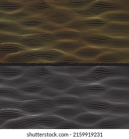 background with abstract gold and silver colored vector wave lines pattern - design element illustration
