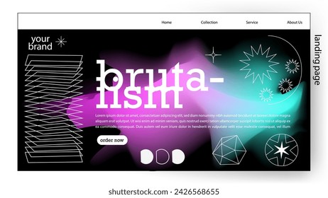 background abstract gradient dark landing page design style brutalism. vector illustration. Design a creative graphic banner for a web application. 