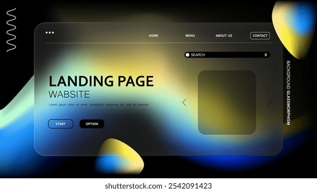 Background abstract gradient design featuring a glassmorphism effect for a website landing page template