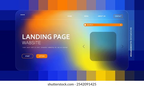 Background abstract gradient design featuring a glassmorphism effect for a website landing page template