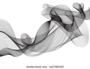 Background abstract gradient monochrome grey line vector eps10 illustration, smoke wave line composition backdrop