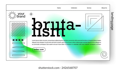 background abstract gradient white landing page design style brutalism. vector illustration. Design a creative graphic banner for a web application. 