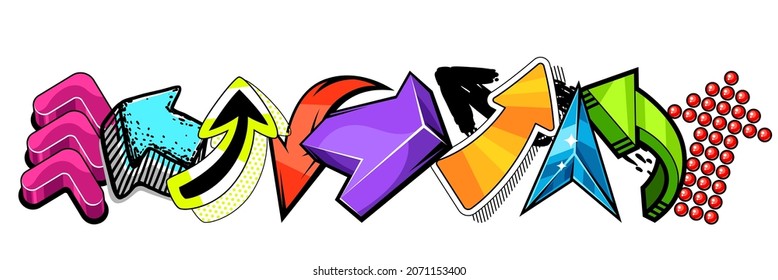 Background with abstract graffiti arrows. Cartoon teenage creative image.