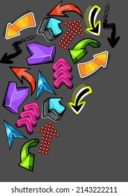 Fondo con flechas abstractas de graffiti. Imagen creativa de un adolescente caricaturista.