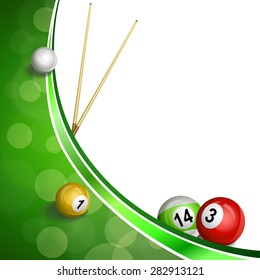 Background abstract green billiard pool cue ball illustration vector