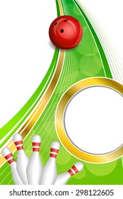 Background abstract green bowling red ball gold vertical frame illustration vector