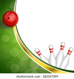 Background abstract green gold tape bowling red ball illustration vector