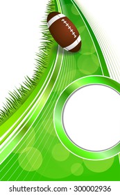 Background abstract green grass American football rugby ball gold circle vertical frame illustration vector