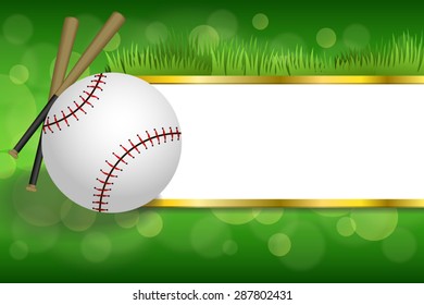 Background abstract green sport white baseball ball club gold strips frame illustration vector