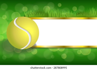 Background abstract green sport white tennis yellow ball gold strips frame illustration vector