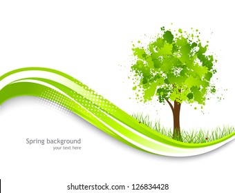 Background with abstract green tree