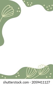 background with abstract hand drawn botanical elements and stains dots stripes waves. Trendy covers template in vertical format