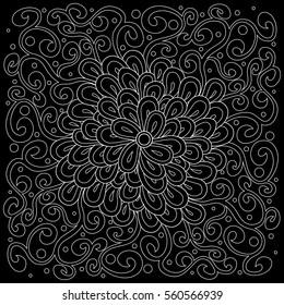 Background with abstract hand drawn pattern. Black and white template for card, flyer, invitation. Vector Illustration.