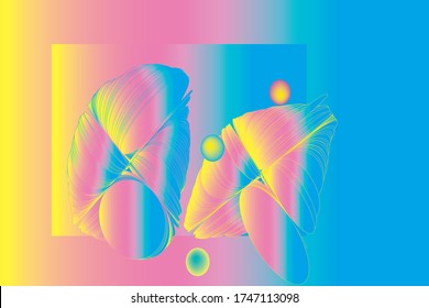 background with abstract image of broken lines and a circle on a turquoise pink background