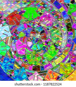 background with abstract image of variation color abstract spiral consisting of lines and figures