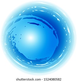 Background abstract. Irregularly shaped blue circle. Bright blue watercolor and gradients. Abstract watercolor hand paint texture. Blue spot isolated on white backdrop. Vector illustration. EPS 10