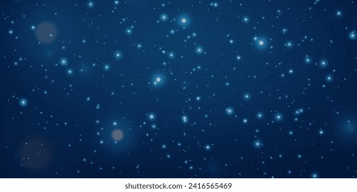 Background of abstract lights and glare of light, dust elements. Sparkling cosmic magic dust particles.