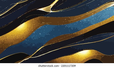 fondo de luces abstractas con destellos. oro azul