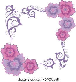 Background with   abstract lilac and pink flowers and lilac branches