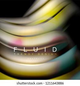 Resumen de fondo - onda de color líquido, plantilla de diseño de flujo de moda