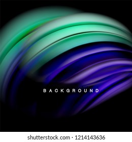Resumen de fondo - onda de color líquido, plantilla de diseño de flujo de moda