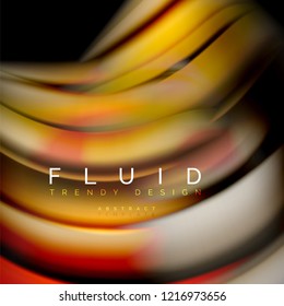 Resumen de fondo - onda de color líquido, plantilla de diseño de flujo de moda