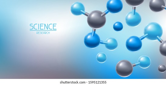 Background with abstract molecules or atoms. Science or medical molecular structure.