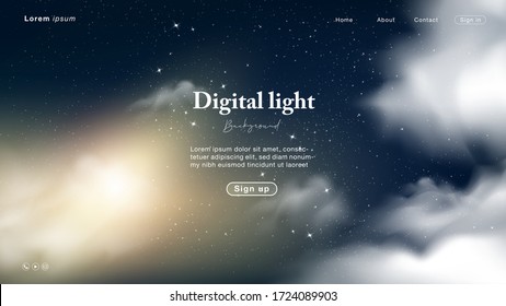 Background abstract night and galaxy light with star and cloud. Vector Illustration EPS10.