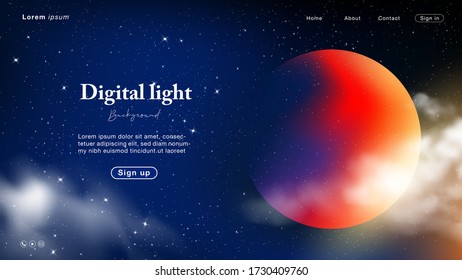 Background abstract night and galaxy light star with hot moon color and cloud. Vector Illustration EPS10.