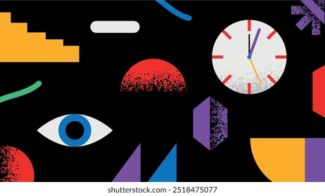 Background of abstract object with clock and eye