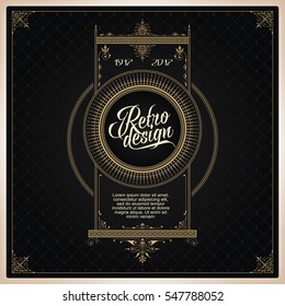 Background and abstract ornament for decoration promotional items. Vintage frame design for labels, banner, sticker and other design. Suitable for whiskey, beer and premium product.