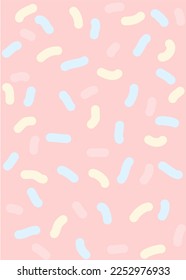 Background abstract paint brush stroke set. Pastel color pattern. Blue, pink, white, green, beige watercolor paint brush texture. Abstract vector background. Stylish paper art design template.