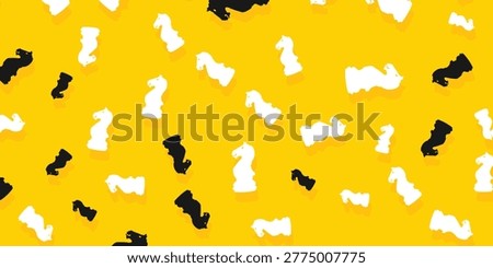 Background abstract pattern chess horse pawn. chess knight Black and white color