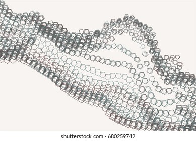 Background abstract pentagon pattern for design. 3D perspective view. Vector illustration graphic.